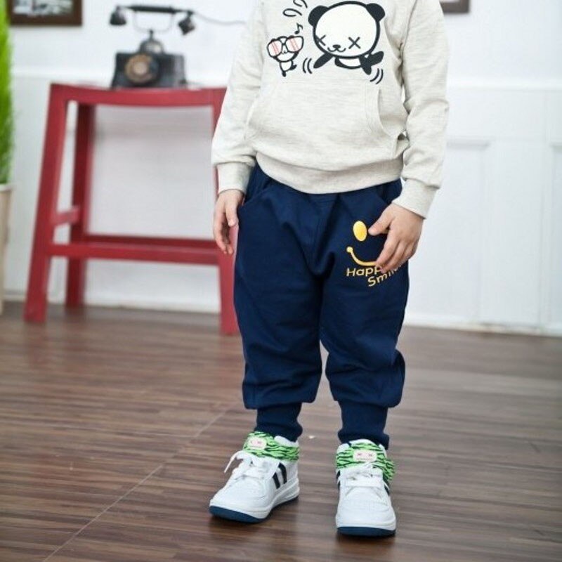 Blue / Gray Cotton Sports Pants for Boys