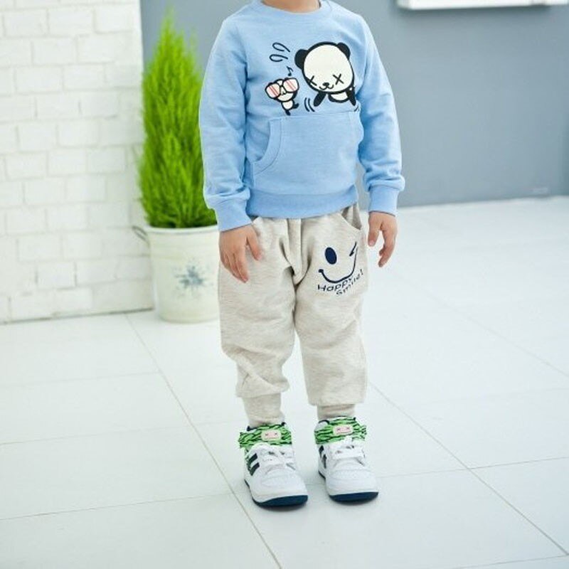 Blue / Gray Cotton Sports Pants for Boys