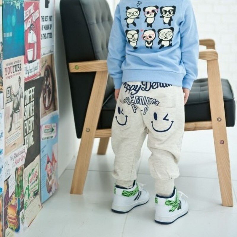 Blue / Gray Cotton Sports Pants for Boys