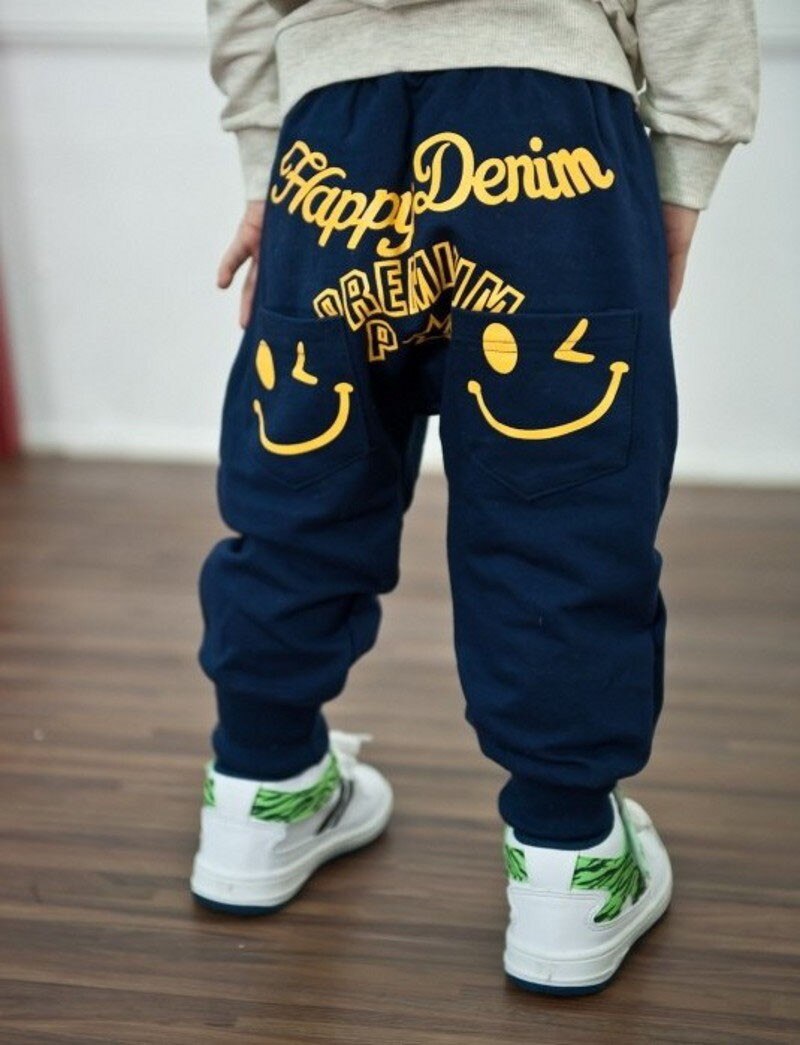 Blue / Gray Cotton Sports Pants for Boys