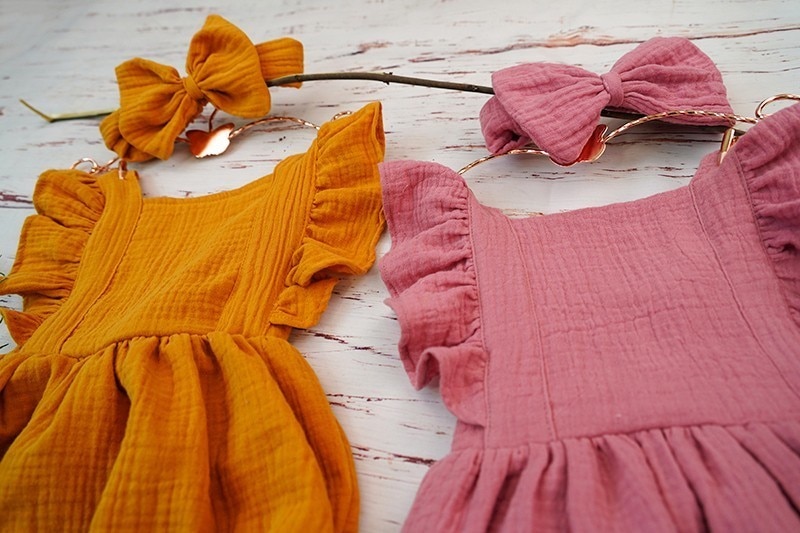 Cotton Romper and Headband with Bow