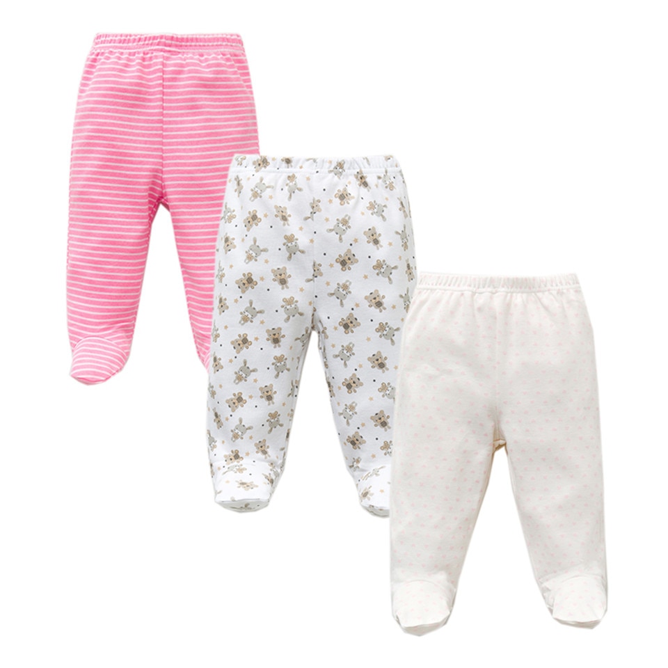 Baby's Cotton Pants with Elastic Waist 3 pcs Set