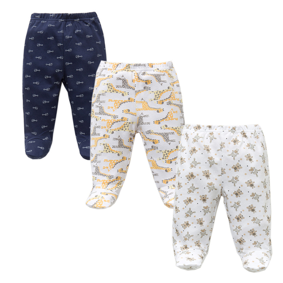 Baby's Cotton Pants with Elastic Waist 3 pcs Set