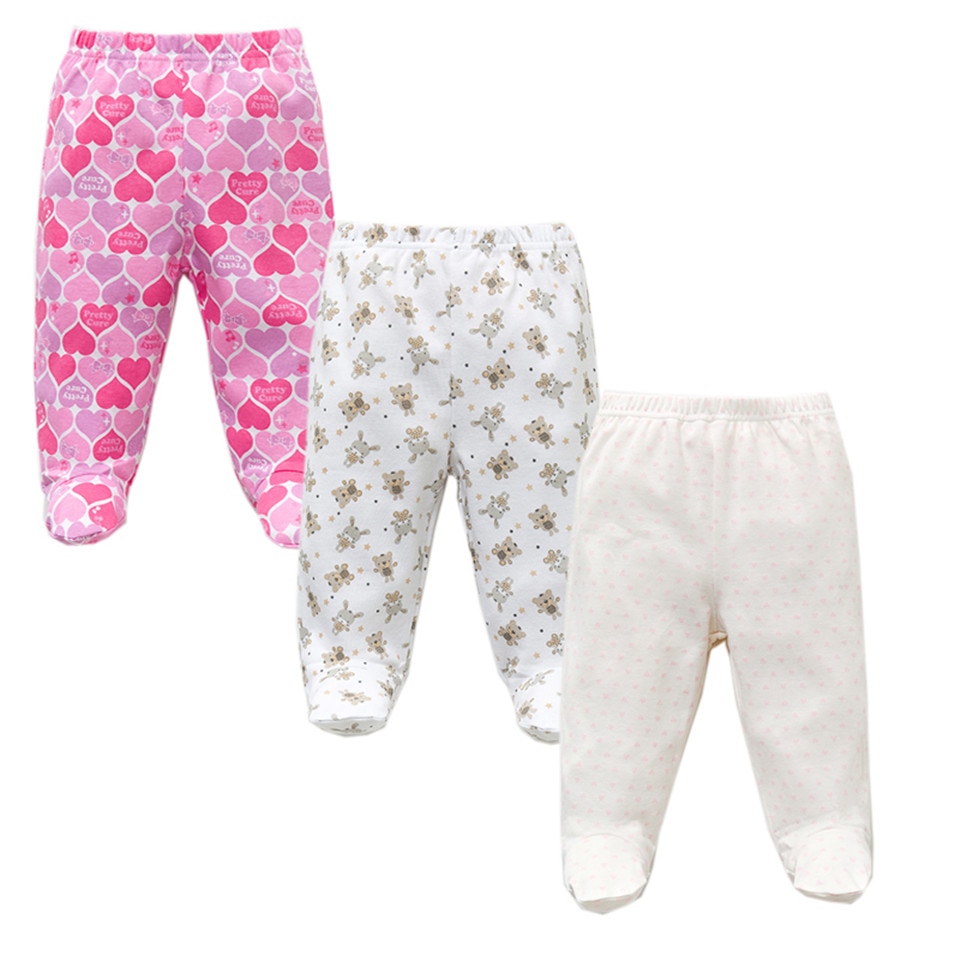 Baby's Cotton Pants with Elastic Waist 3 pcs Set