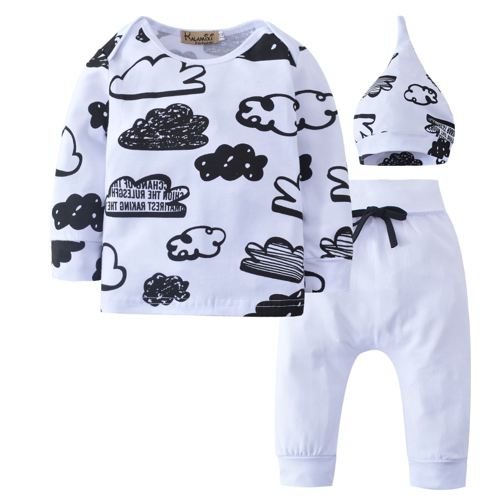 Baby Long Sleeved Shirt Pants Cap Hat Set