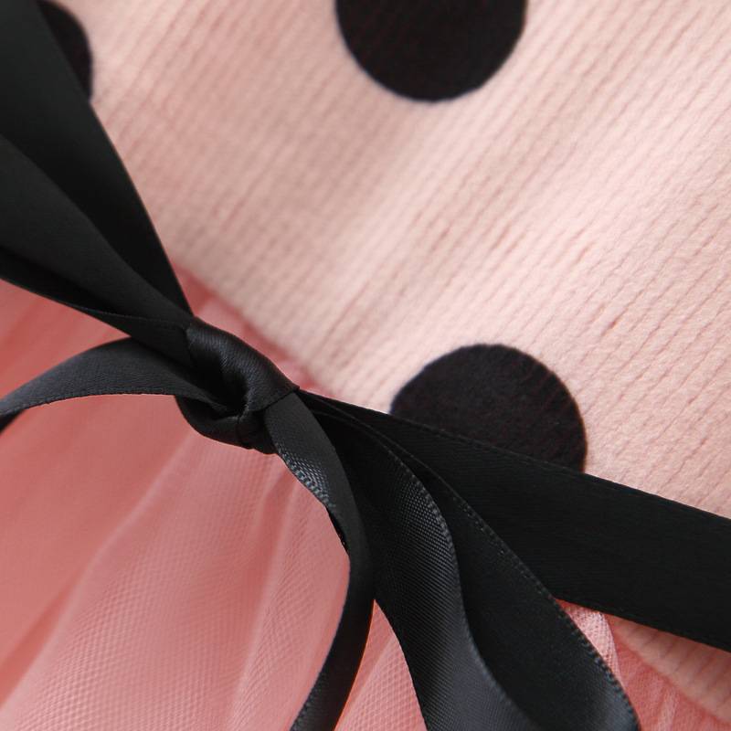 Girl's Polka Dot Dress with Daisy Appliques