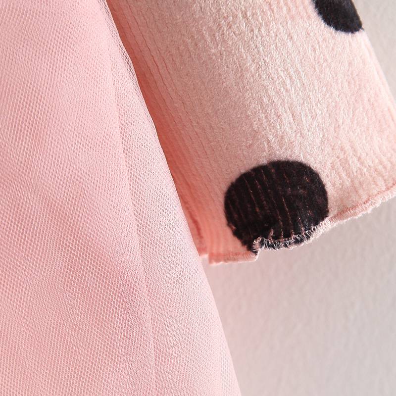 Girl's Polka Dot Dress with Daisy Appliques