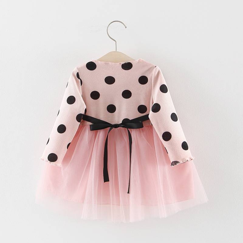Girl's Polka Dot Dress with Daisy Appliques
