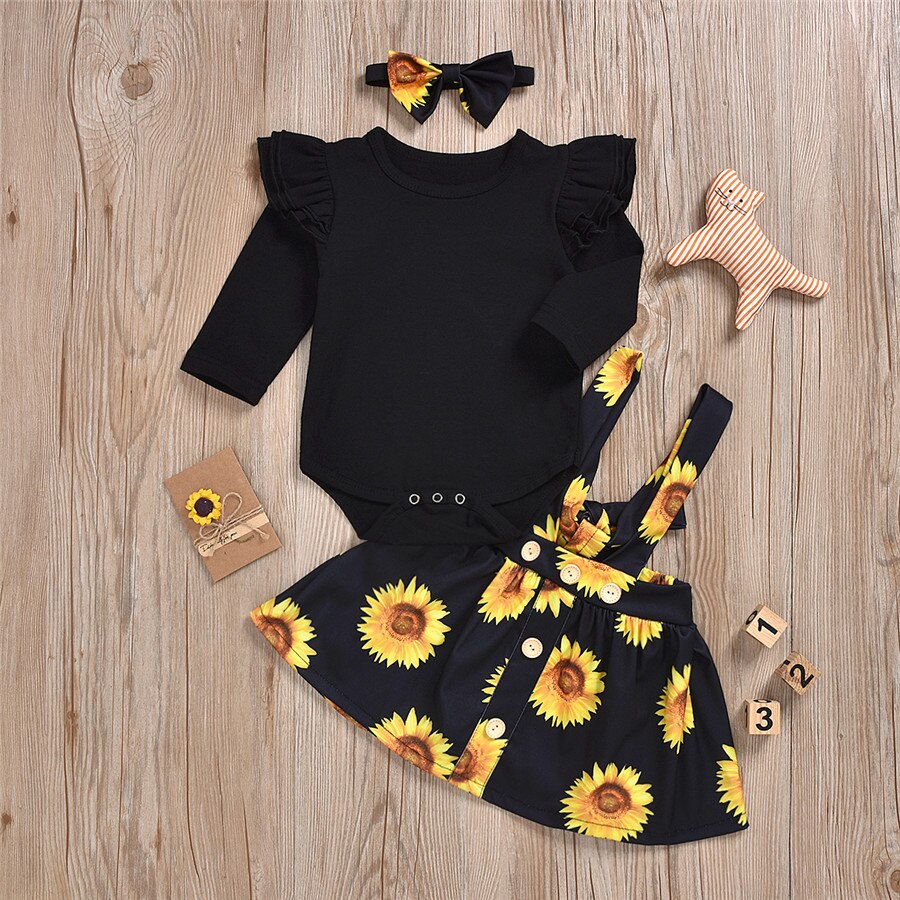 Baby Girl's Sunflower Patterned Clothing Set