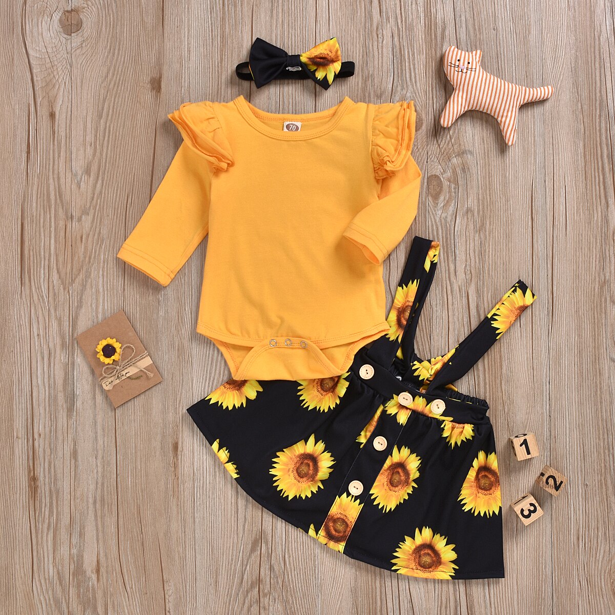 Baby Girl's Sunflower Patterned Clothing Set