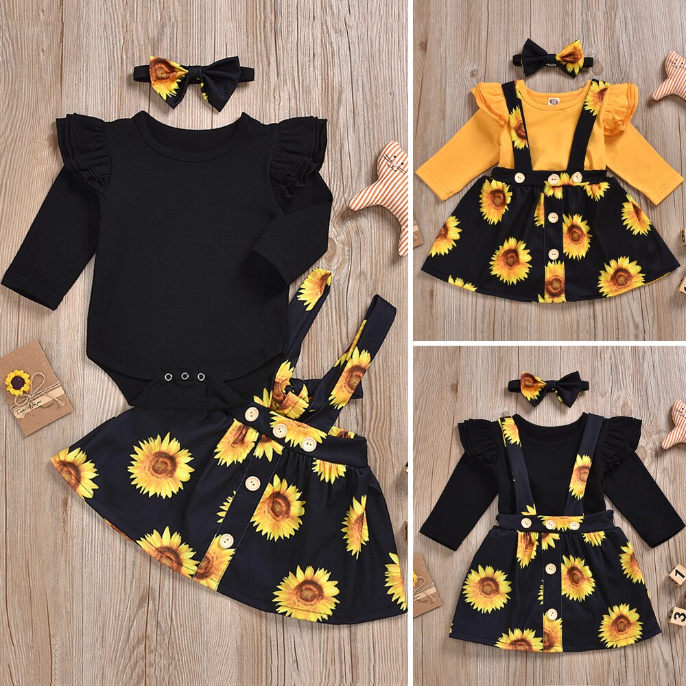 Baby Girl's Sunflower Patterned Clothing Set
