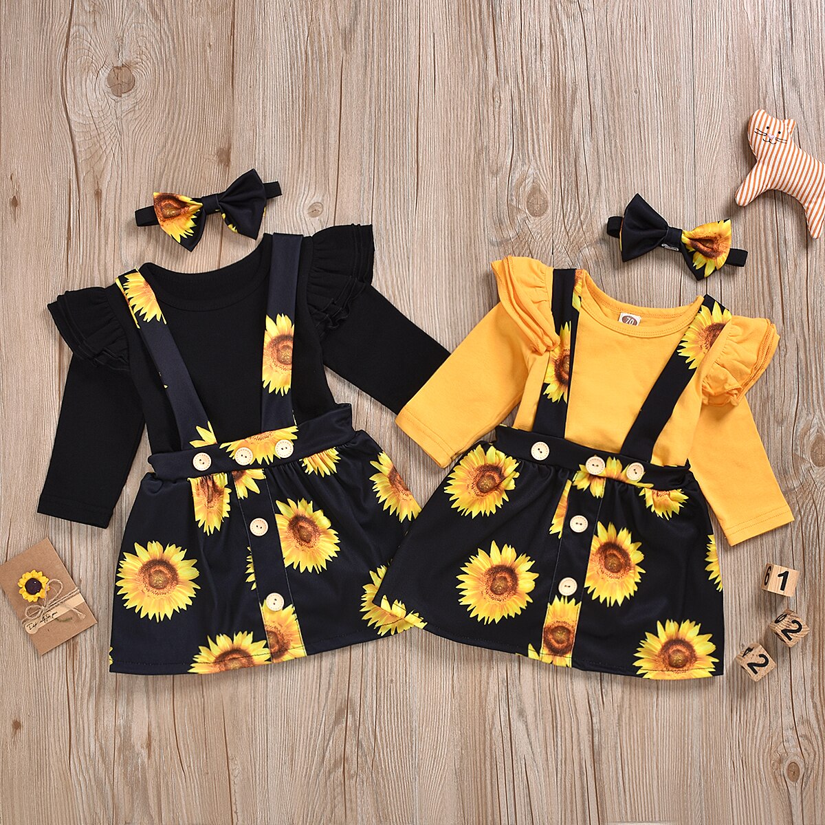 Baby Girl's Sunflower Patterned Clothing Set