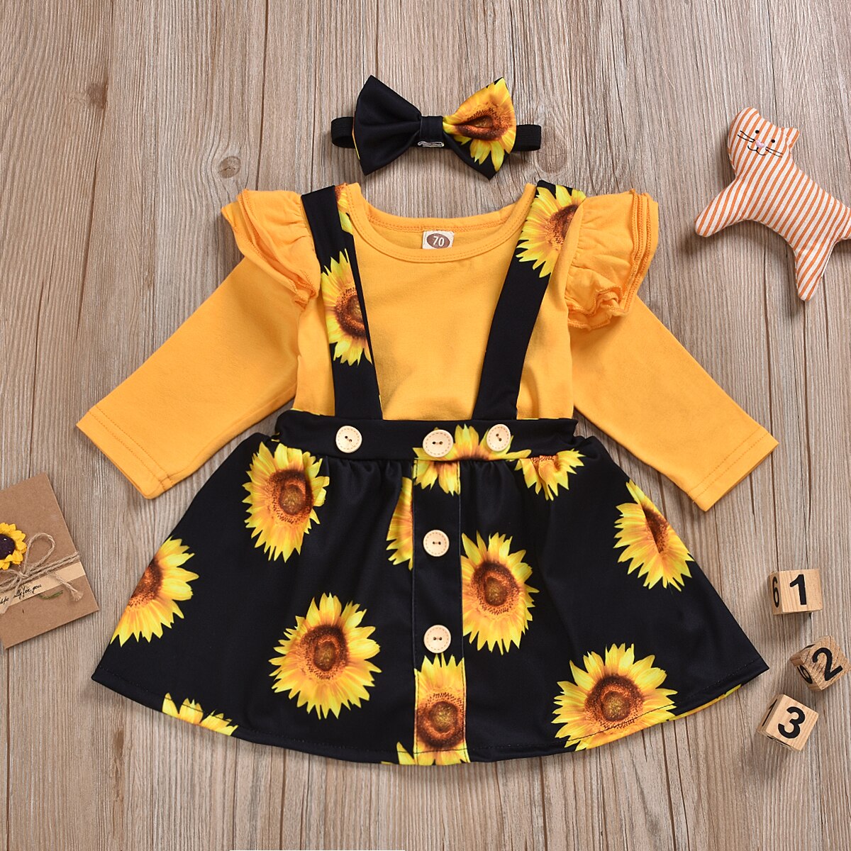 Baby Girl's Sunflower Patterned Clothing Set