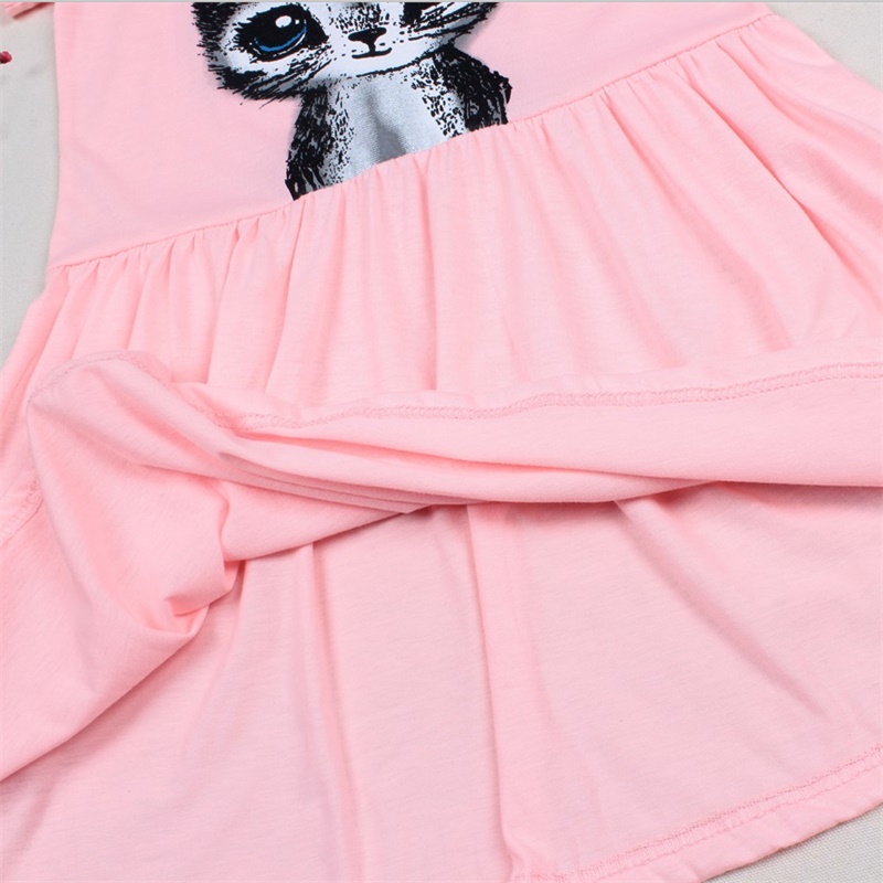 Cute Summer Cat Printed Cotton Baby Girl’s Dress