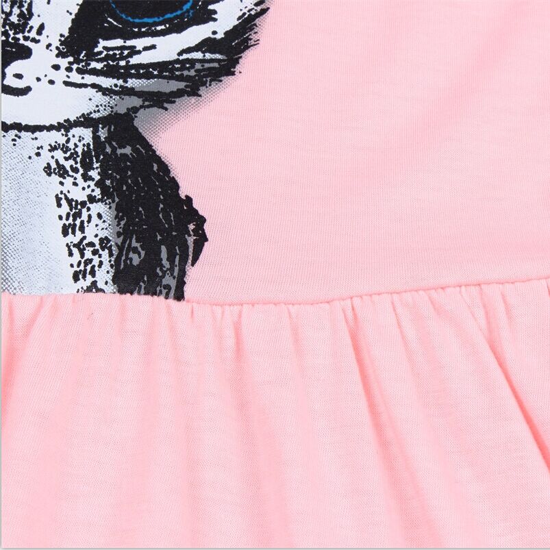 Cute Summer Cat Printed Cotton Baby Girl’s Dress