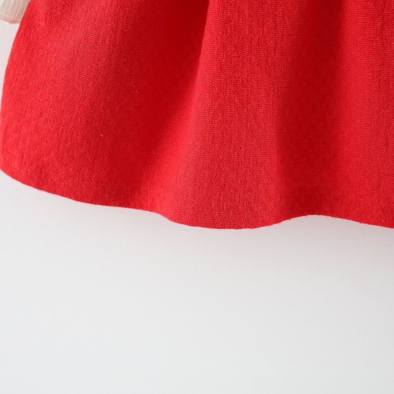 Cute Polka Dotted Cotton Dress with Bow