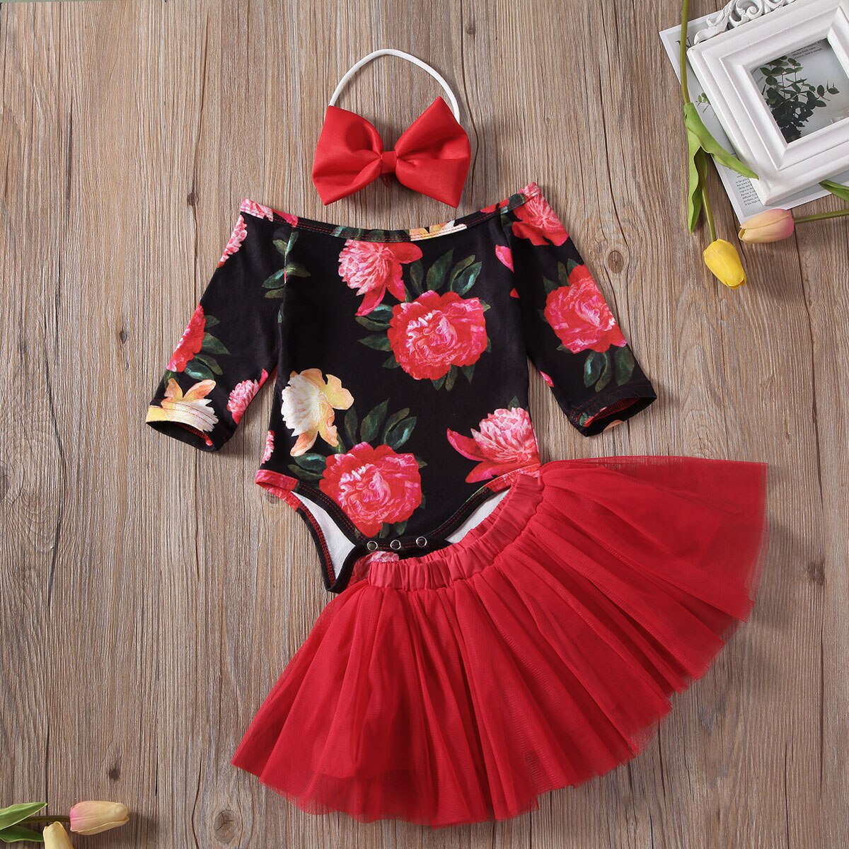 Baby Girl's Floral Printed Clothing Set