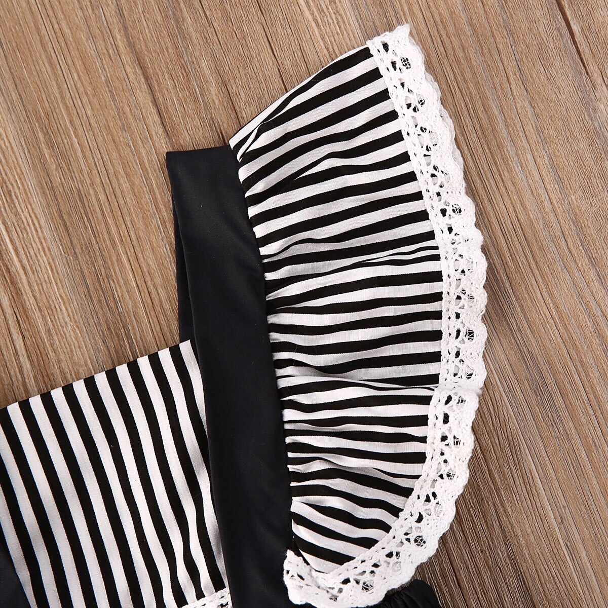 Baby Girl's Black Striped Patchwork Sleeveless Romper