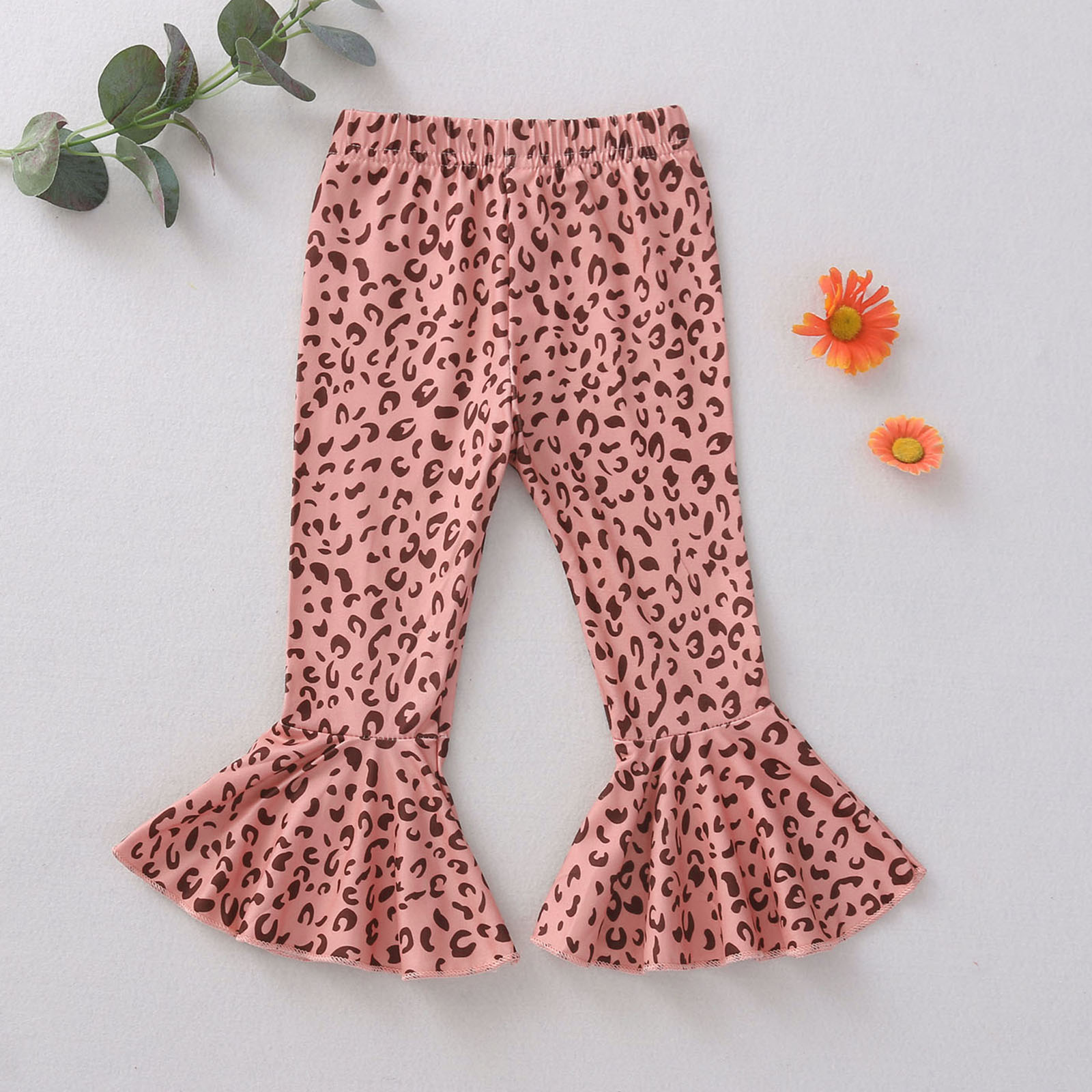 Leopard Printed Wide-Leg Flare Pants for Girls