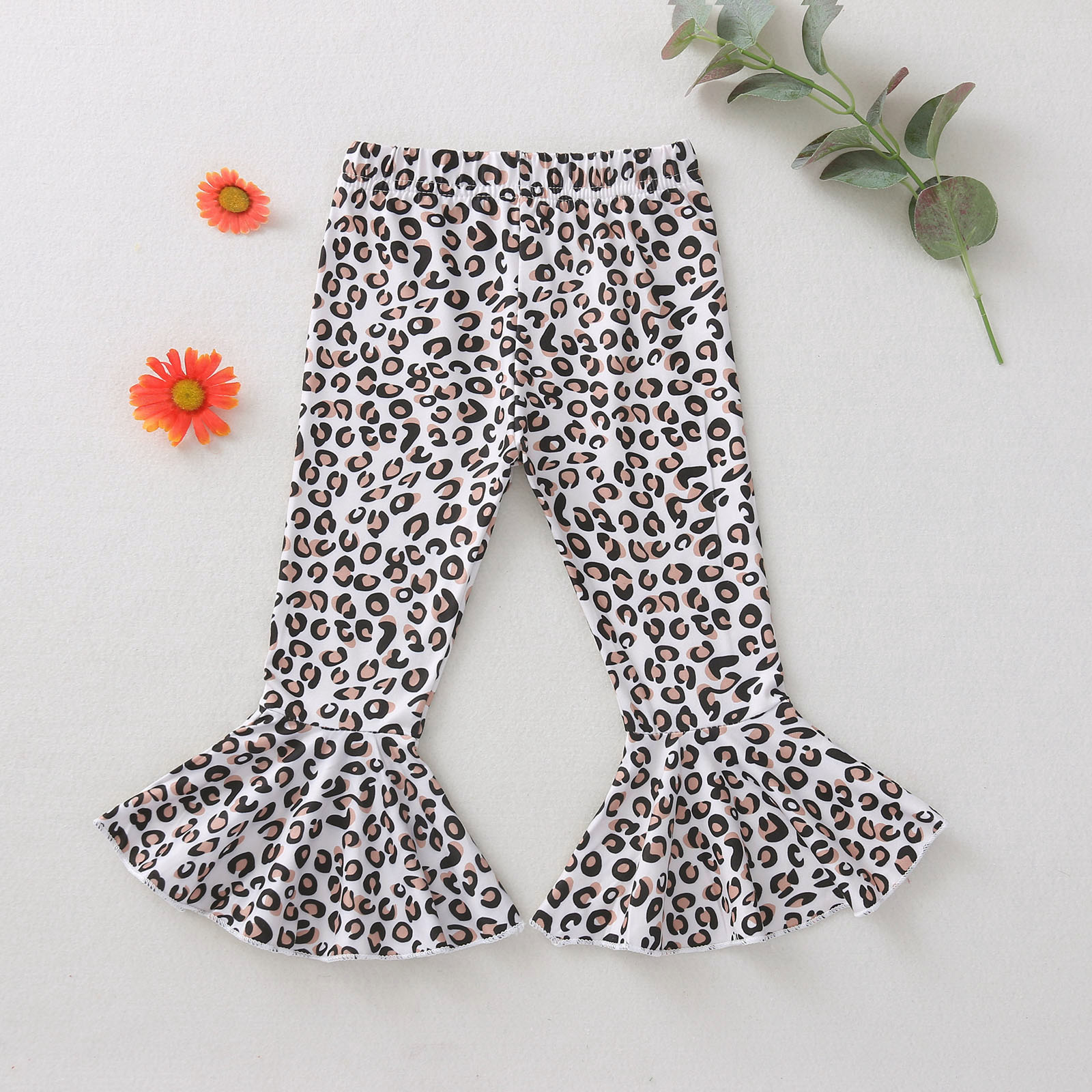 Leopard Printed Wide-Leg Flare Pants for Girls