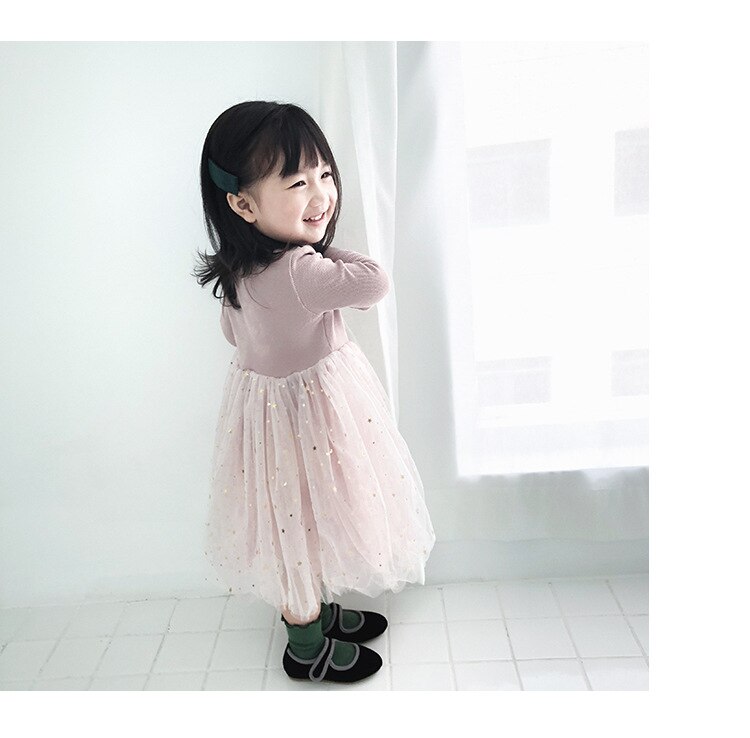 Cute Long Sleeved Cotton Dress with Ruffles