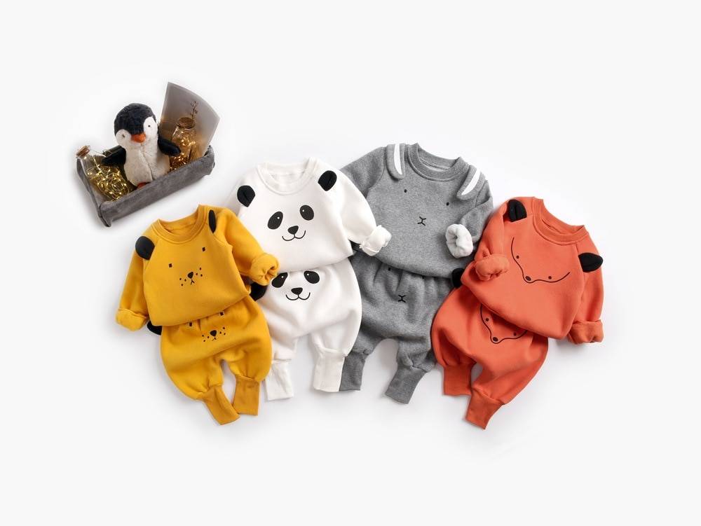 Winter Baby's Cartoon Animal Printed Sweatshirt with Pants Set