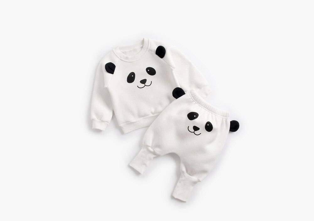 Winter Baby's Cartoon Animal Printed Sweatshirt with Pants Set