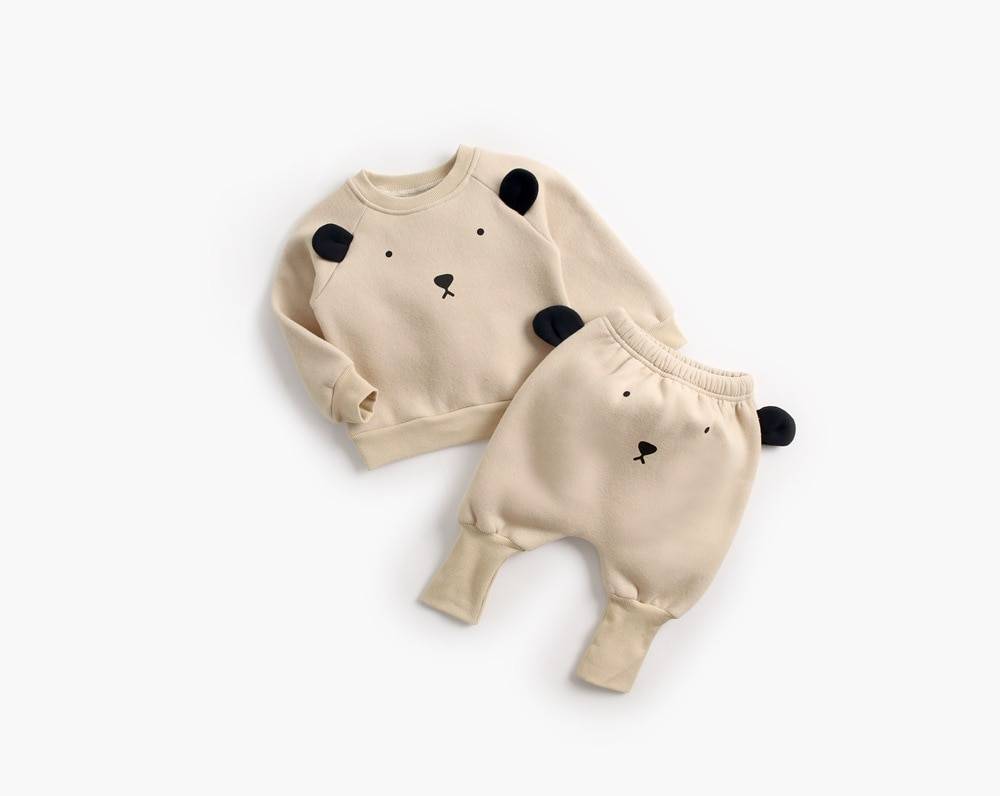 Winter Baby's Cartoon Animal Printed Sweatshirt with Pants Set