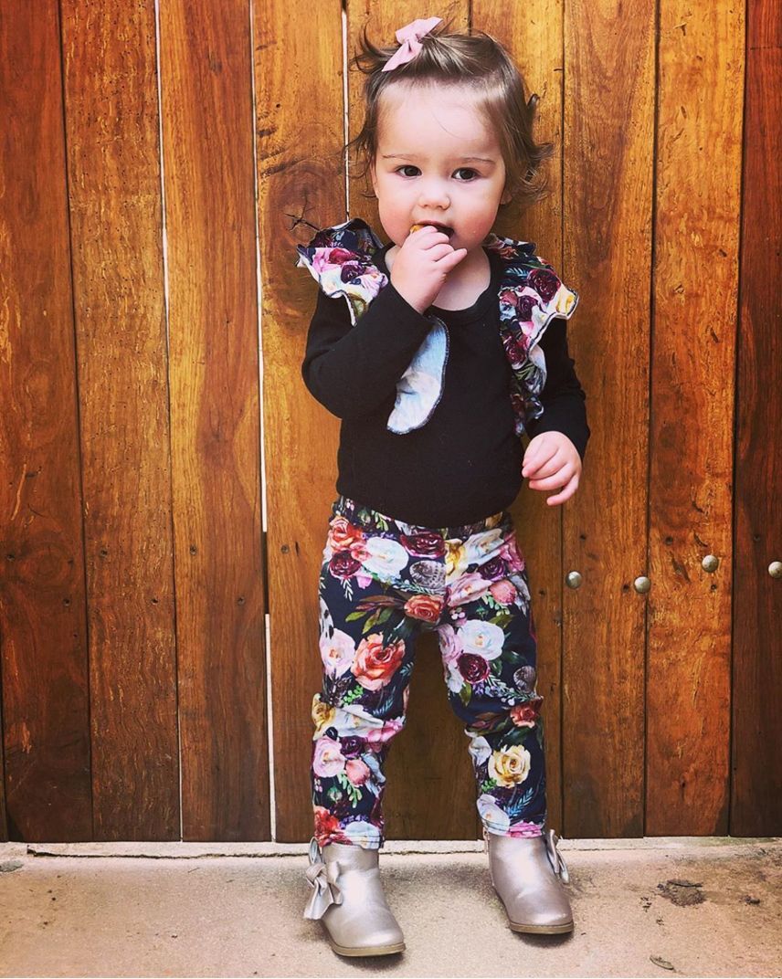 Baby Girl's Floral Print Romper and Pants 2 Pcs Set