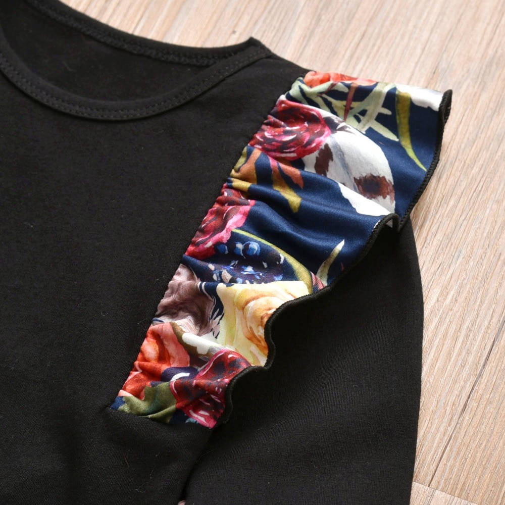 Baby Girl's Floral Print Romper and Pants 2 Pcs Set