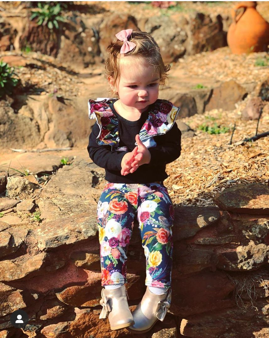 Baby Girl's Floral Print Romper and Pants 2 Pcs Set