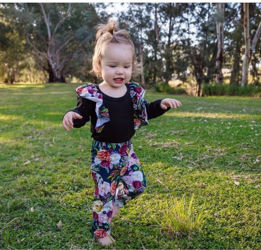 Baby Girl's Floral Print Romper and Pants 2 Pcs Set