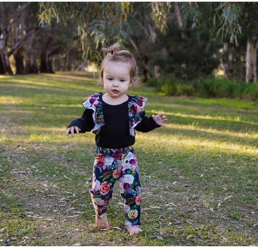 Baby Girl's Floral Print Romper and Pants 2 Pcs Set